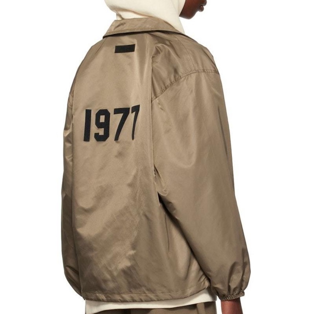 Essentials Men's Brown Windbreaker with '1971' Print